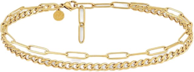 Detalle de Tobilleras mujer con cadena triple 18K