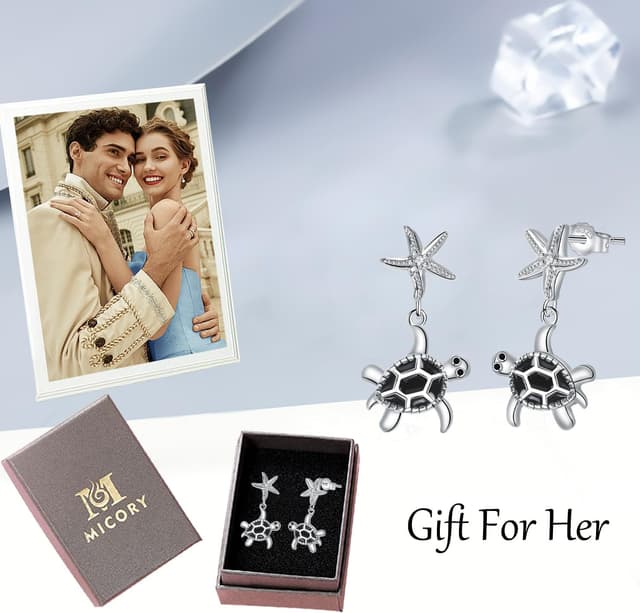 Thumbnail 6 de Micory Damen hängende Ohrringe aus 925 Sterling Silber mit Schildkröten-Design