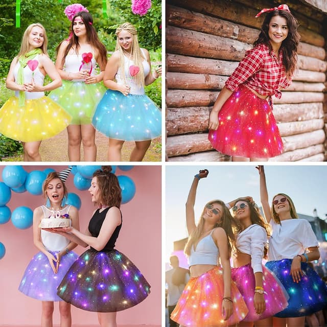 Detalle 2 de AYBUY Gonna Tulle LED a 3 strati (tutu luminosa) per Carnevale, Halloween, Natale e feste