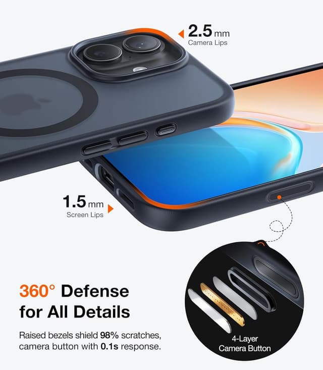 Detalle de TORRAS Magnetic Shockproof for iPhone 17 with Camera Control (MagSafe) — Black