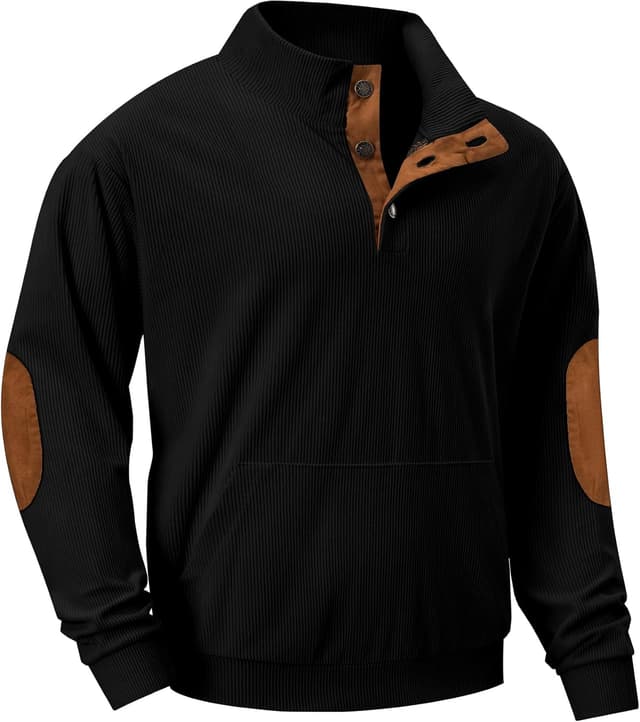 Detalle de JMIERR Corduroy Quarter-Button Sweatshirt with Pockets