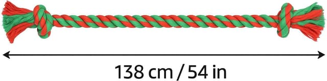 Detalle 2 de Pet Guru XL Dog Rope Toy (138 cm) – braided knotted tug rope with tassels