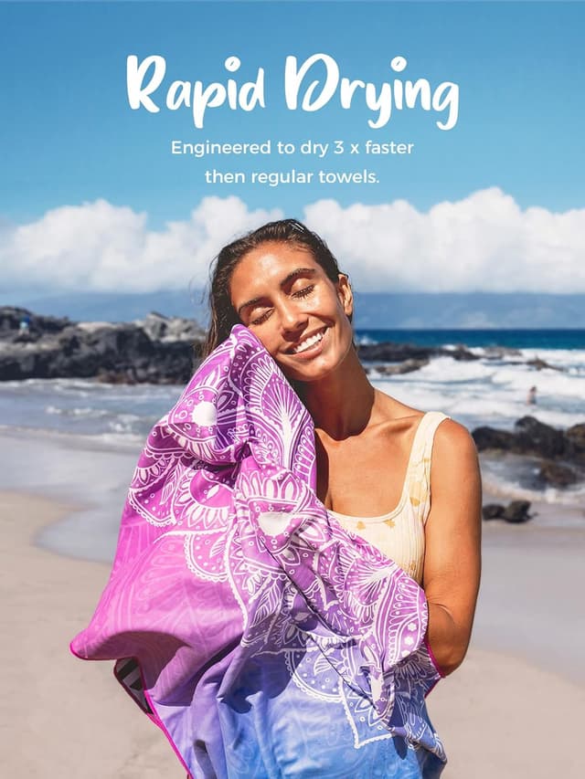 Detalle de OCOOPA 2 Pack Beach Towel Microfibre (Extra Large 178cm x 80cm) – Quick-dry, sand-free oversized travel towels