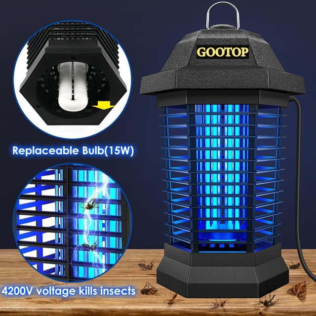 Detalle de GOOTOP Bug Zapper 4200V Electric Fly Zapper