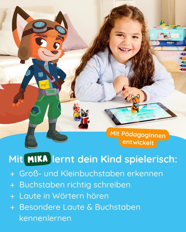 Detalle de Edurino Figur Mika ABC – Lernspiel für Lesen & Schreiben ab 4 Jahren (Stufe 2) inkl. App