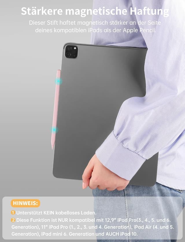 Detalle de MEKO Stift für iPad 2018–2025 mit Schnellladung (13 Minuten), Palm Rejection & Neigungssensitivität