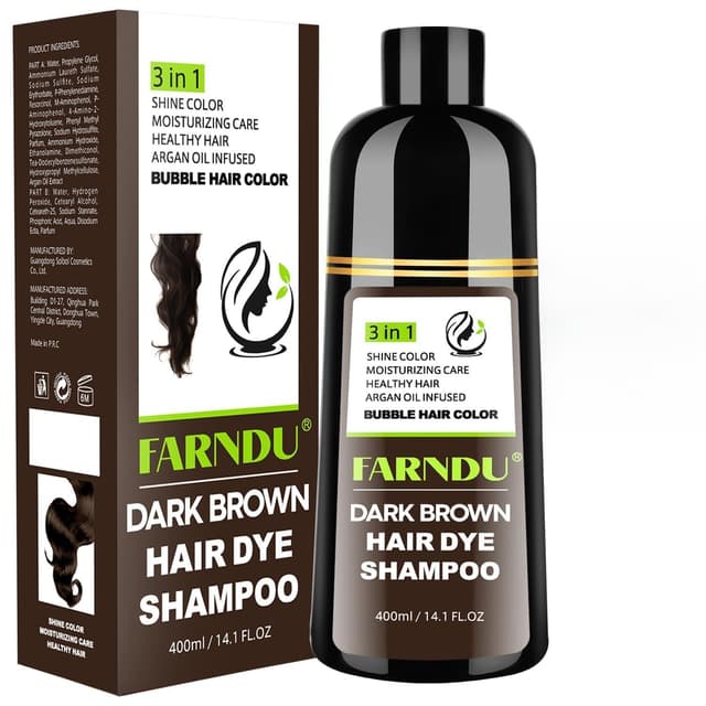 Detalle de Dunkelbraunes Haarfärbeshampoo 3 in 1 400 ml