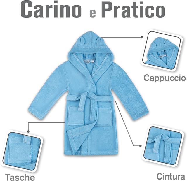 Detalle de Twinzen accappatoio bambini 360 gsm in cotone