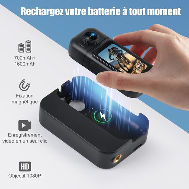 Detalle 2 de Hiwoor 360° Action Cam mit Touchscreen: 1080P, wasserdichtes Gehäuse (30 m) & 120° Weitwinkel