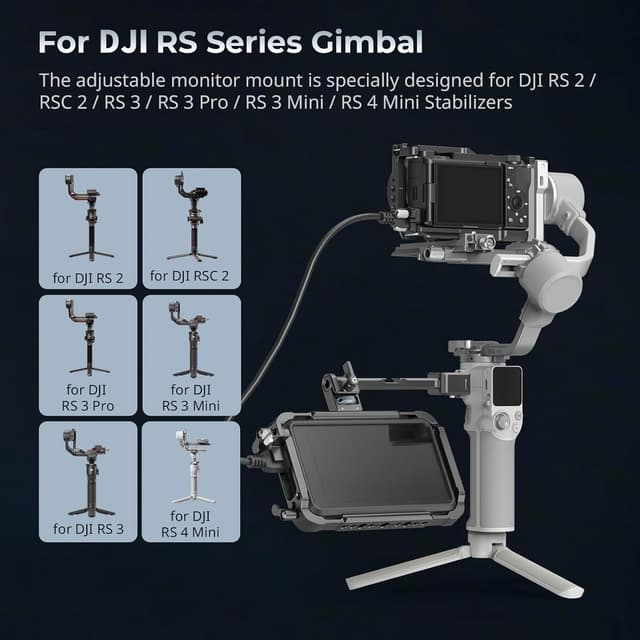 Detalle de SMALLRIG 5337 verstellbare Kamera-Monitorhalterung für DJI RS-Serie mit NATO-Schnellverschluss