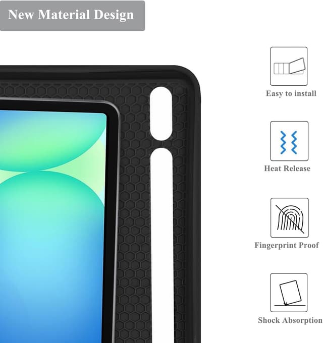 Detalle de XOKUWU Keyboard Case for Samsung Galaxy Tab S10 FE / S10 Lite / S9 FE / S9 (Black) with Built-in S Pen Holder