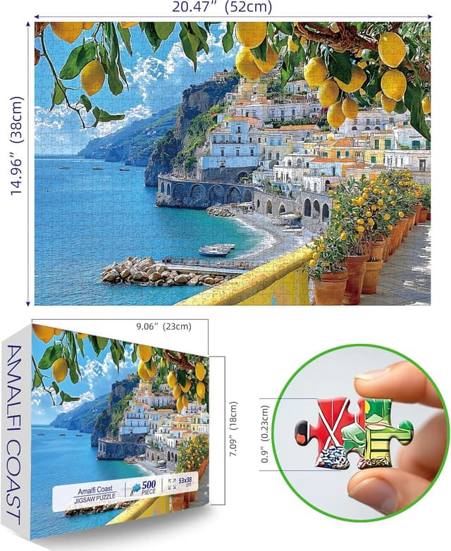Thumbnail 1 de MINIWAN 500-Piece Amalfi Coast Jigsaw Puzzle (Rustic Style) — 23 x 15 Inch