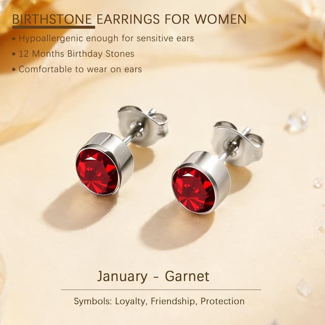 Detalle de Cangall Ohrstecker Silber 925 Klein mit Zirkonia, 6 mm – hypoallergen für Damen & Mädchen