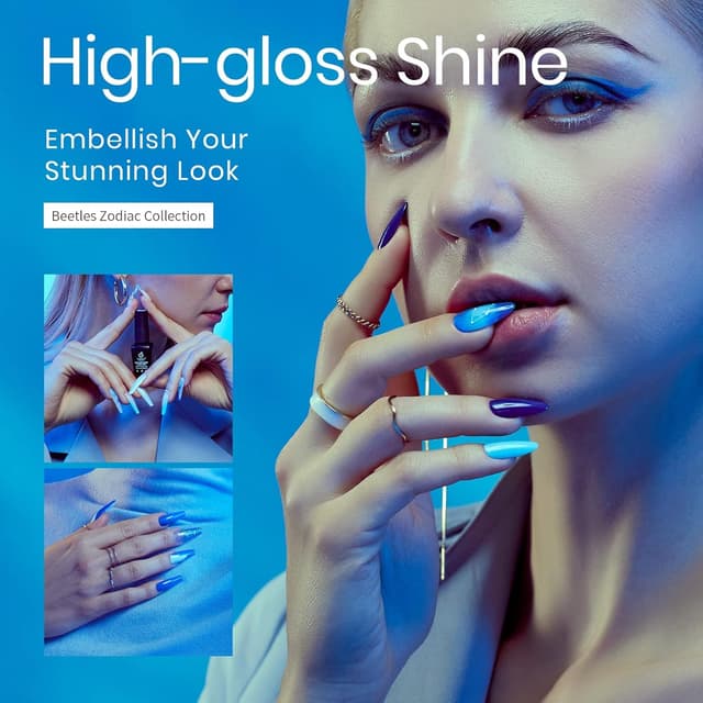 Detalle de Beetles UV-Gel Nagellack Set (6 Farben) – Marineblaue Nuancen für LED-Gel-Nägel, DIY Nail Art