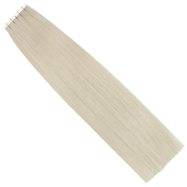 Thumbnail 6 de Ugeat Tape-in Extensions Echthaar Blond (Platinblond) 55 cm, 50 g, 20 Stück – Remy, flache Tape-Strips