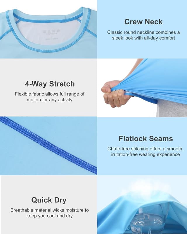 Detalle de Roadbox Men’s Rash Guard Short Sleeve UPF 50+ Quick-Dry UV Swim T-Shirt