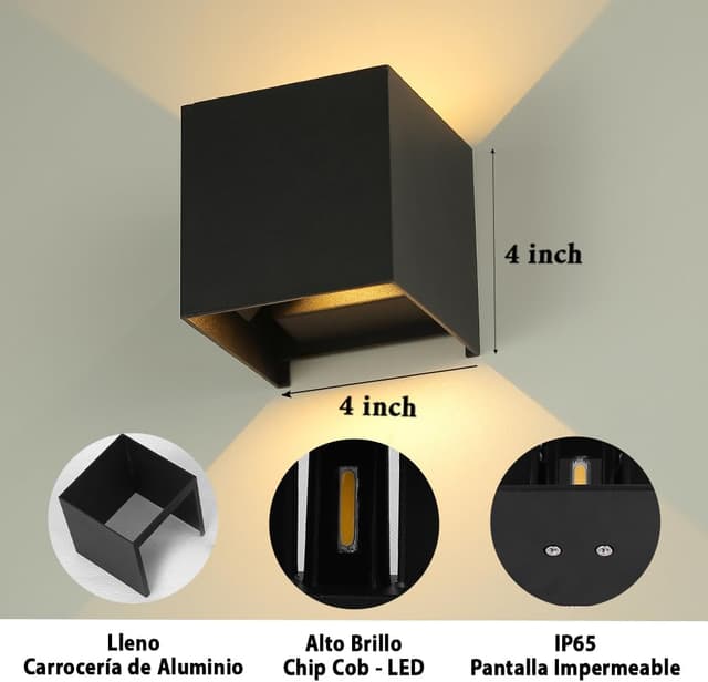 Thumbnail 7 de YICALE Aplique Pared Exterior 2 Pzs 💡 12W IP65 Ajustable Blanco Cálido