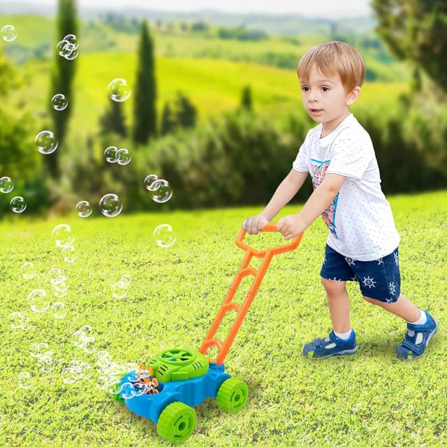 Detalle de ArtCreativity Bubble Lawn Mower Toy for Toddlers (Ages 1–3) — Bubble-Blowing Push Mower with Sound Effects
