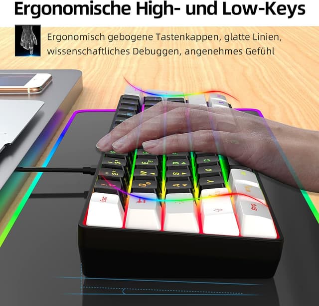Detalle 2 de 60% Snpurdiri Gaming Tastatur, 61 Tasten