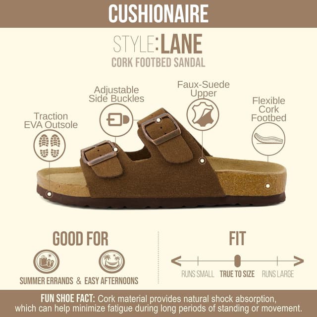 Detalle 2 de CUSHIONAIRE Lane Cork Footbed Sandals with Arch Support 👡