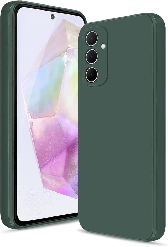 Detalle de Btstring Silikonhülle für Samsung Galaxy A35 – Ganzkörper-Case mit weichem Mikrofaserfutter (Grün)