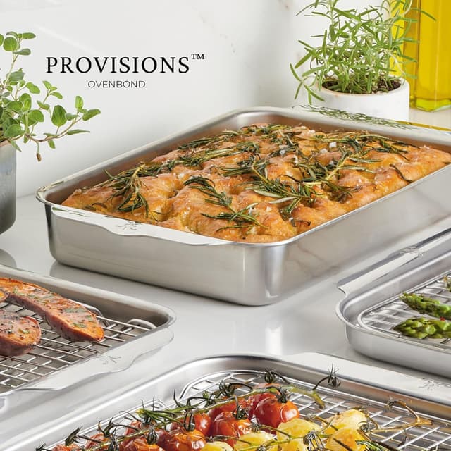 Detalle 2 de Hestan Provisions OvenBond 9" x 13" Tri-Ply Rectangular Stainless Steel Baking Pan