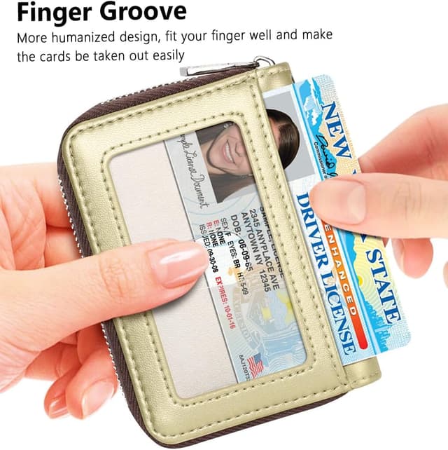 Detalle 2 de FurArt credit card wallet with zip, RFID blocking and keychain — compact card holder