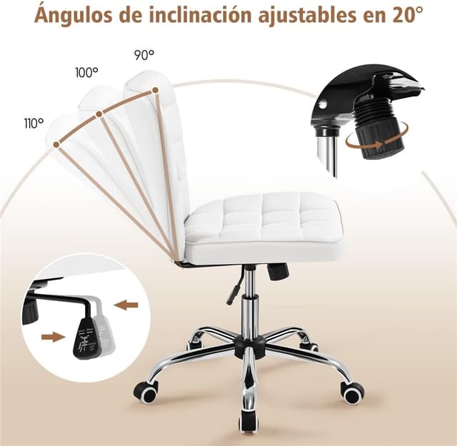 Detalle 2 de Yaheetech Silla de Oficina sin Reposabrazos 39cm