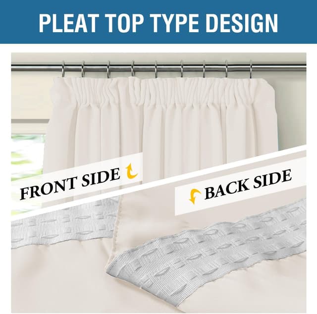 Detalle de BellaHills Blackout Curtains 66 x 90 in Ivory 🪟