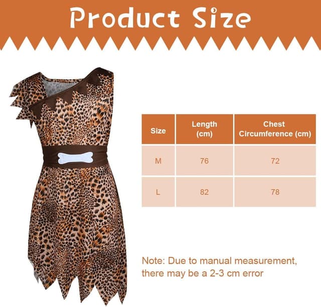 Detalle de AYBUY déguisement homme des cavernes enfant — robe, ceinture, écharpe et bâton gonflable