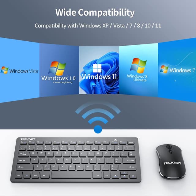 Thumbnail 6 de TECKNET Mini Wireless Keyboard and Mouse Set 12 Multimedia Shortcuts