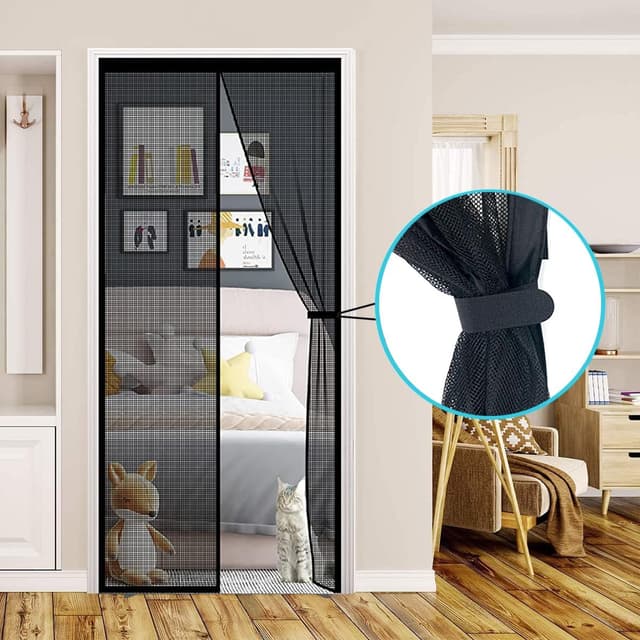 Detalle 2 de XCMVCN Magnet Fliegengitter für Balkontür 60×185 cm (Türvorhang, ohne Bohren) – schwarz