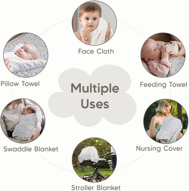 Thumbnail 6 de Maliton 6er Set Baby Spucktücher aus Musselin (70 x 70 cm) – saugfähige Mullwindeln für Neugeborene