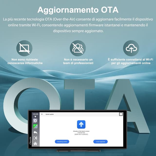 Thumbnail 6 de Carpuride W125P schermo CarPlay wireless con app di streaming, 11,26" e telecamera posteriore