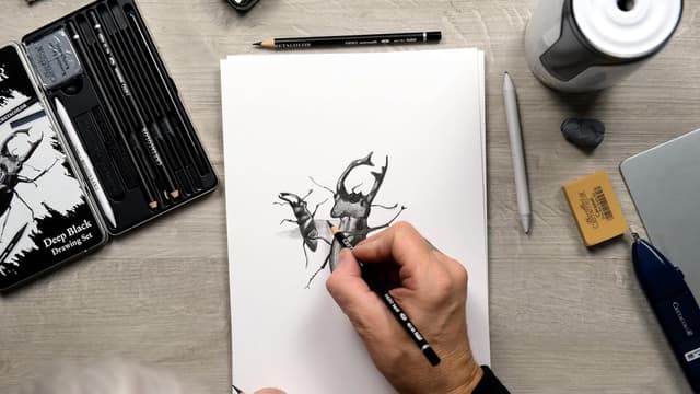 Thumbnail 6 de Cretacolor Deep Black – Set de dessin noir profond (10 pièces) avec gomme et essuie-papier