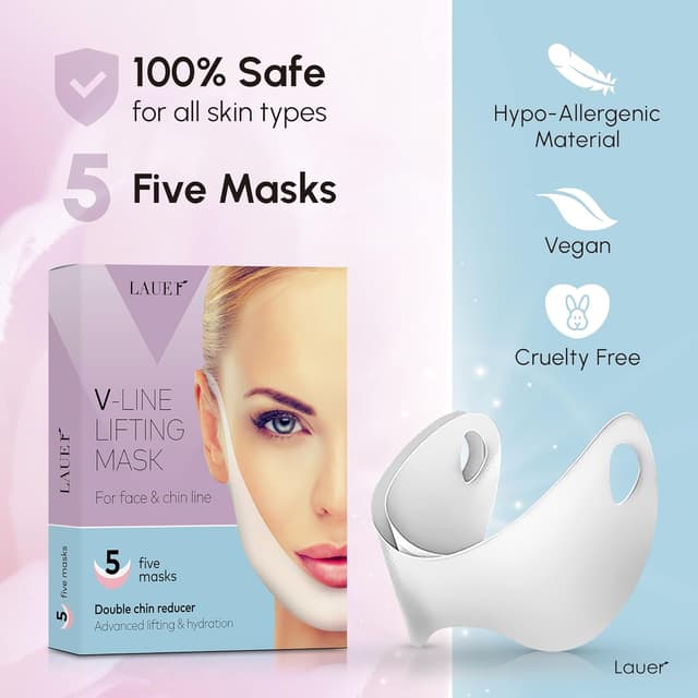 Detalle de V Shaped Contouring Face Mask with Chin Straps for V-Line Lift, Firming & Double Chin Reducer