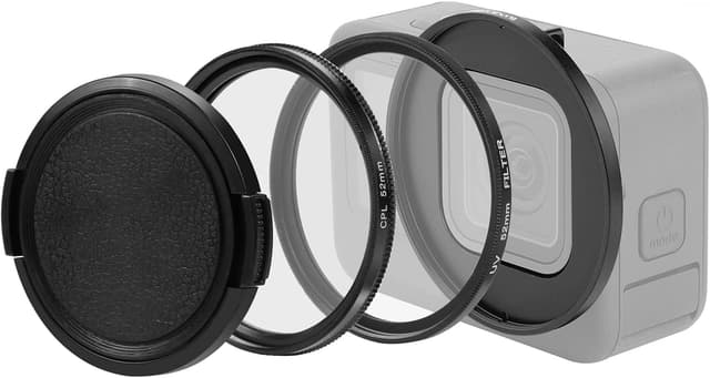Detalle de PULUZ 52mm CPL + UV Objektivfilter mit Adapterring für GoPro HERO12 Black / HERO11 Black / HERO11 Black Mini / HERO10 Black / HERO9 Black