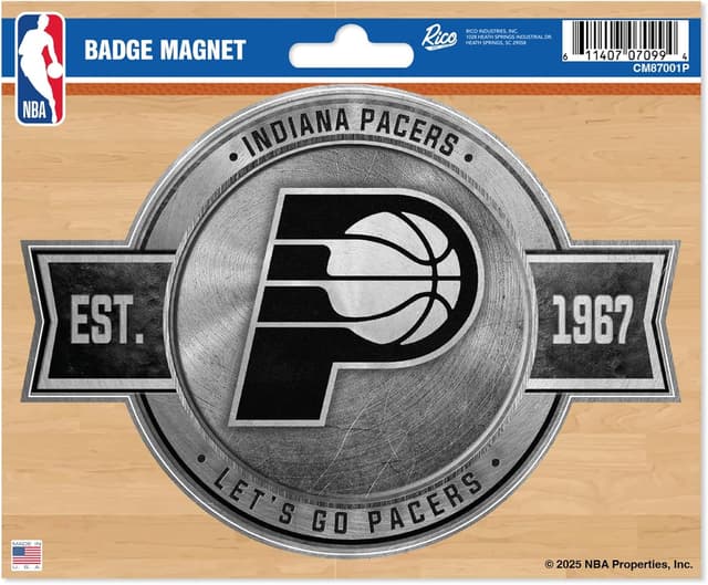 Detalle de Rico Industries Indiana Pacers Pewter Design Badge Basketball Magnet (Car, Fridge & More)