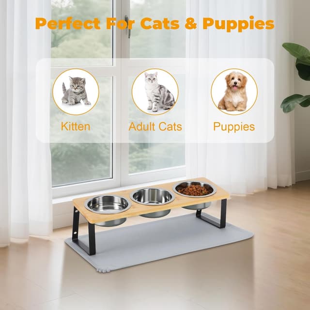 Thumbnail 5 de Tilted Cat Bowls 500 ml Stainless Steel Feeding Station 🐾
