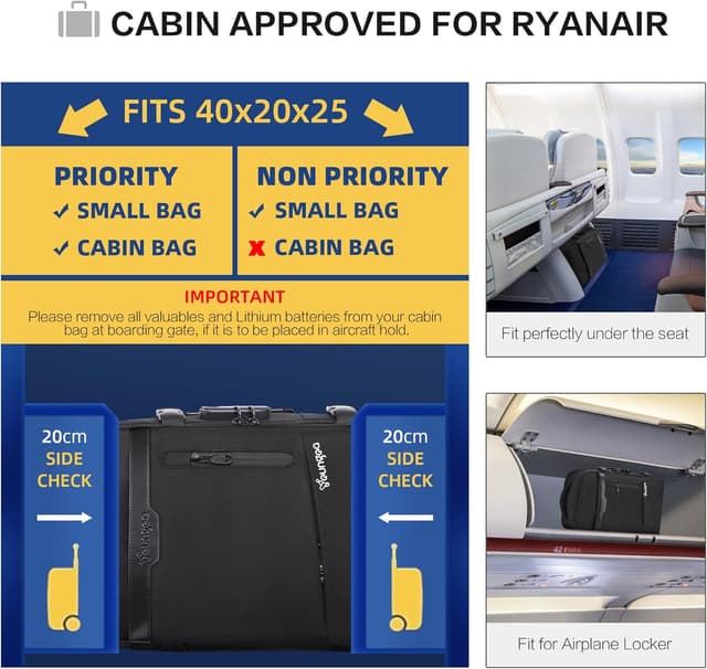 Thumbnail 5 de YOUNGOA Mochila de Viaje Cabina para Avión ✈️ 20L Negro