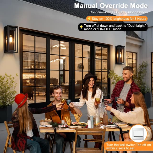 Detalle de Outdoor motion sensor wall lights 3 modes