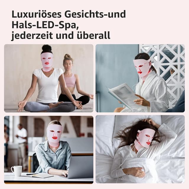 Detalle de Masque LED pour le visage 630 nm & 830 nm en silicone (396 puces) avec minuterie 5/10/15/20