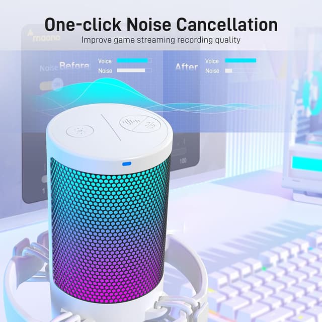 Detalle 2 de MAONO Microfono Gaming USB con Iluminación RGB y Cancelación de Ruido 🎙