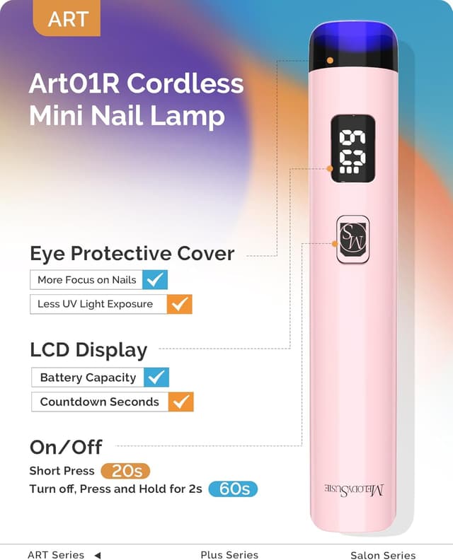 Detalle 2 de MelodySusie UV-Lampe für Gelnägel ART01R – mini, wiederaufladbar und mit 2 Timern