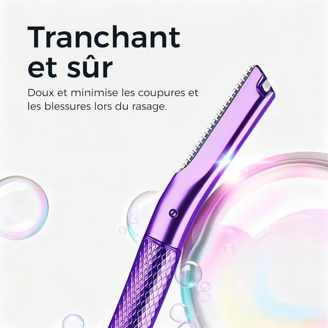 Detalle 2 de ZOMCHI Rasoir à sourcils et visage avec housse de précision, 6 lames (violet)