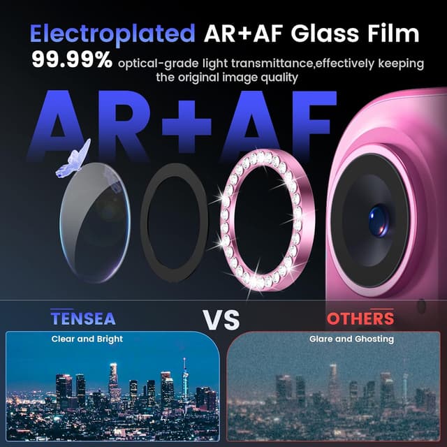 Detalle de Tensea iPhone 16 camera lens protector 9H