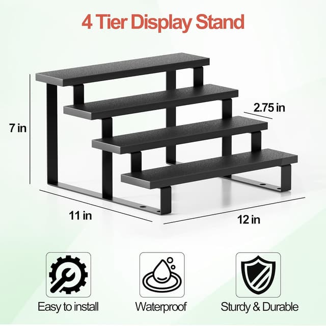 Detalle 2 de Boulphia Cologne Organizer for Men (12-Inch) 4-Tier Wood Stand in Black