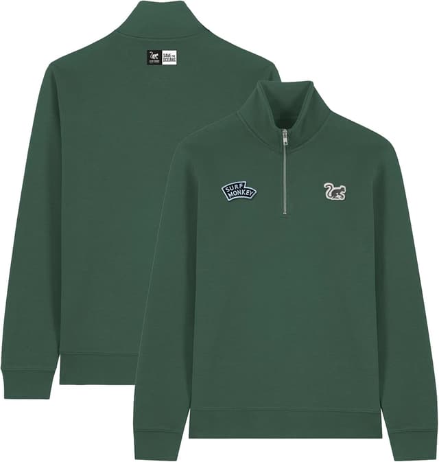 Thumbnail 6 de Sweat-shirt homme Surf Monkey 1/4 zip en coton biologique et polyester recyclé