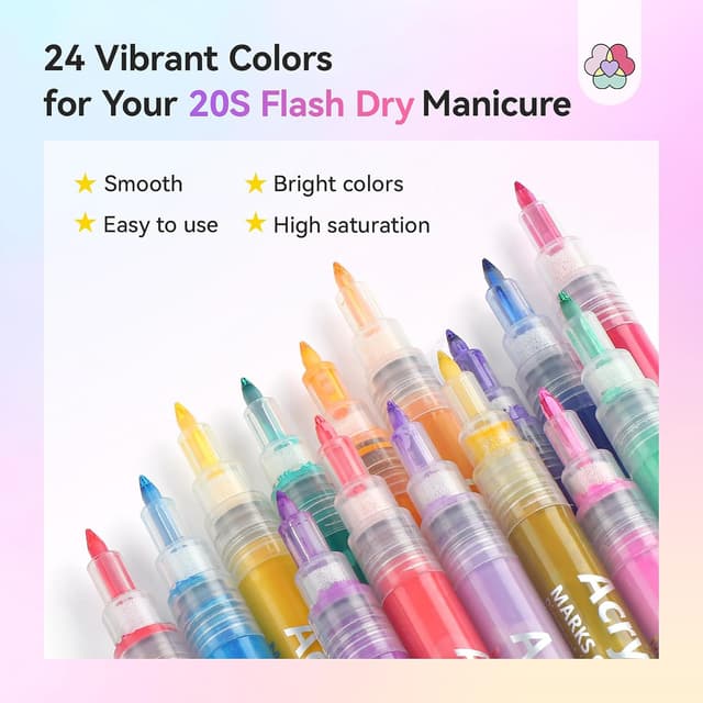 Detalle 2 de SAVILAND Nail Art Pens Set 24 Colors