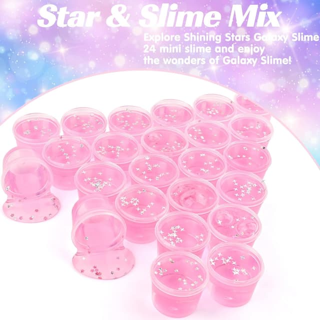 Detalle de 24 Pack Pink Galaxy Star Slime Glitter Galaxy Slime Cups (Ages 3+)